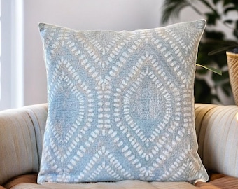 Almofada Boho Azul Empoeirado, Capa de Almofada Azul Claro, Almofada Decorativa Aconchegante, Fronha Euro Azul Suave, Almofada Decorativa de Designer, Capa de Almofada para Sofá 30x30 cm