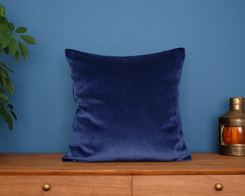 Navy Blue Velvet Pillow Cover Dark Blue Cushion Case Solid Etsy