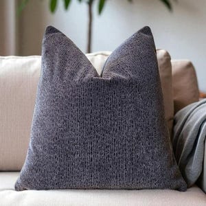 Super Soft Pillow, Soft Velvet Cushion, Dark Gray Pillow, CharcoalVelvet Euro Sham, Iron Gray Couch Pillow, Gift for him, Lumbar 12x20