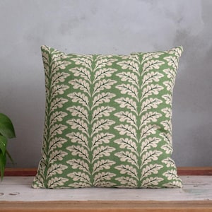 Green Pillow Cover, Hunters Green Cushion, Bohemian Euro Sham, Geometric Leaf Toss Pillow, Modern Throw Pillow, Blue Green Pillow Set 18x18