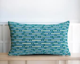Teal Velvet Pillow Cover, Mid Century Cushion, Colorful Throw Pillow, Blue Velvet Pillow, Boho Accent Pillow, Cozy Lumbar Pillow, Art Deco
