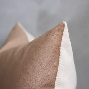 Beige Brown Cushion, Natural Linen Throw Pillow, Autumn Home Decor,  Light Brown Velvet Cushion, Rustic Euro Sham, Solid Decorative Pillow