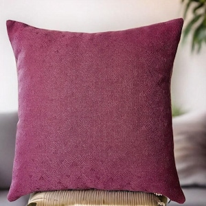 Raspberry Textured Throw Pillow Cover, Dark Pink Accent Cushion, Modern Geometric Detail, Square Zippered Pillow, Boho Sofa Sham Etsy's Pick