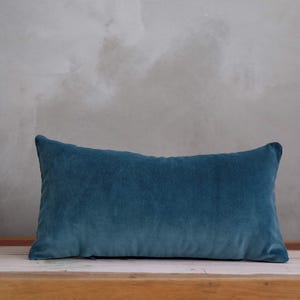 Teal Blue Pillow, Teal Velvet Pillow, Velvet Throw Pillow, Blue Lumbar Pillow, Turquoise Cushion, Boho Couch Pillow, Cosy Home Pillow