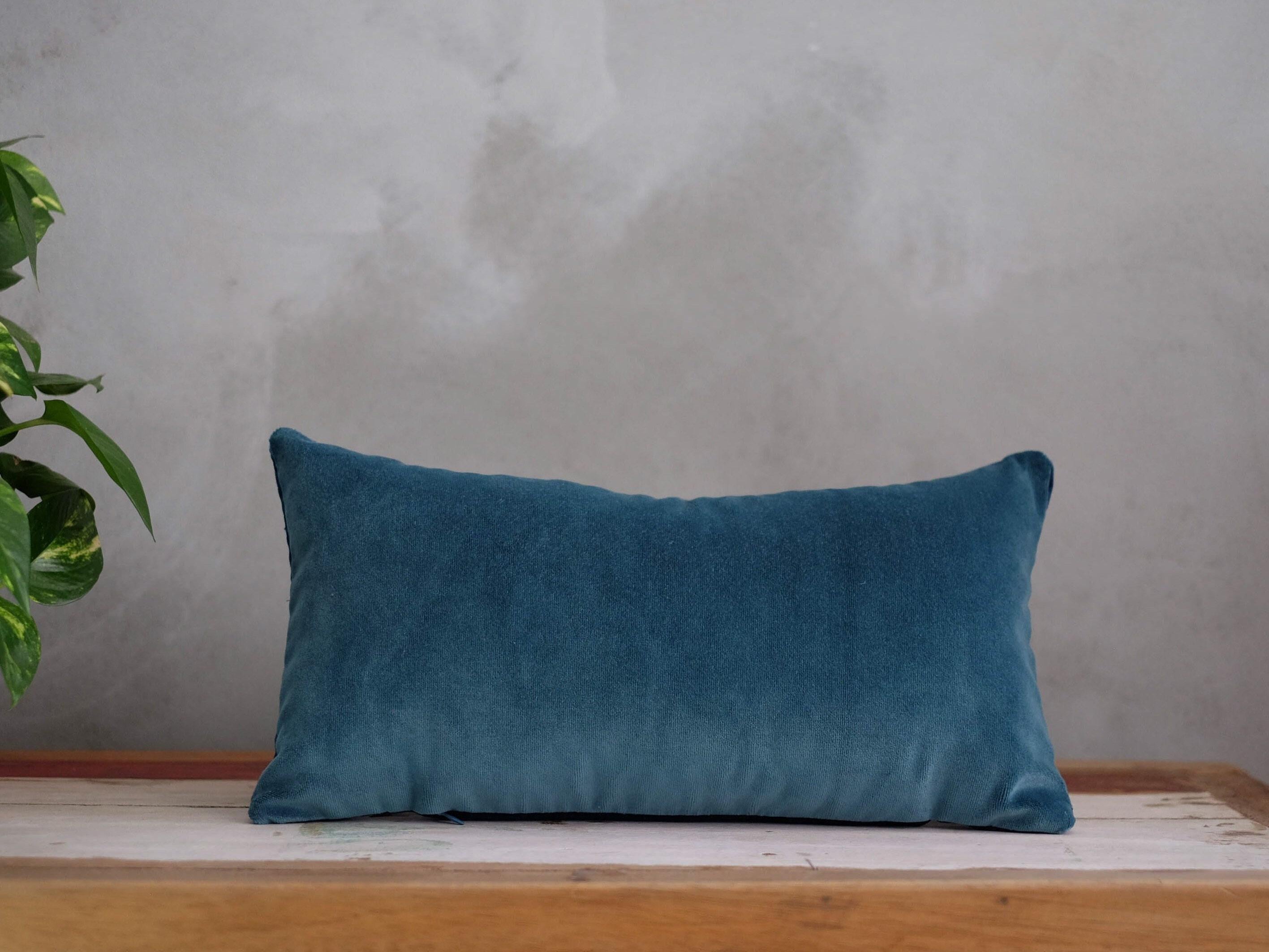 Teal Blue Pillow, Teal Velvet Pillow, Velvet Throw Pillow, Blue Lumbar Pillow, Turquoise Cushion, Boho Couch Pillow, Cosy Home Pillow