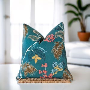 Green Throw Pillow, Floral Pillow Cover, Boho Cushion, Cosy Accent Pillow, Dark Green Floral Pillow, Nature Lover Gift, Flowers Euro Sham