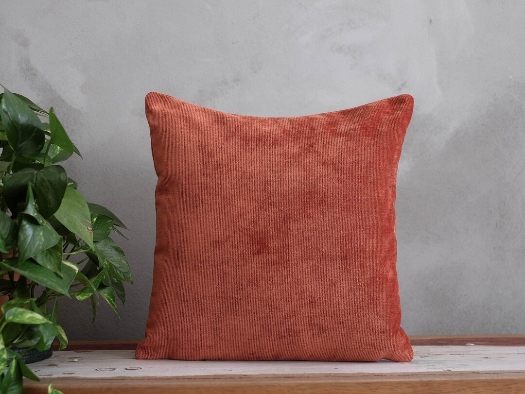 Terra Cotta Corduroy Velvet Throw Pillow Cover for Fall Decoration