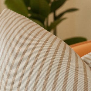 Beige Striped Pillow, Neutral Pillow Cover, Beige Cream Throw Pillow, Minimalist Cushion for Modern Farmhouse Decor, Housewarming gift Idea