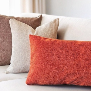 Bouchle Throw Pillow, Burnt Orange Pillow Cover, Textured Accent Pillow, Boho Euro Sham, Super Soft Cushion, Soft Boucle Accent, All Sizes