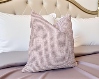 Almofada decorativa lilás claro, almofada decorativa rosa claro, almofada texturizada estilo boho, fronha rosa claro estilo europeu, almofada decorativa moderna em tons neutros, almofada decorativa de tecido.
