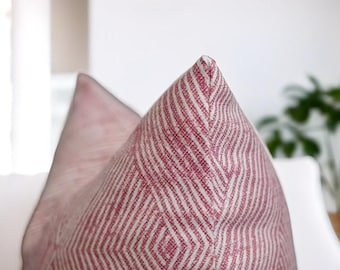 Raspberry Geometric Throw Pillow Cover, Dark Pink Accent Cushion, Modern Winter Decor, Boho Couch Pillow, Pink White Sofa Pillow, Cute Sham