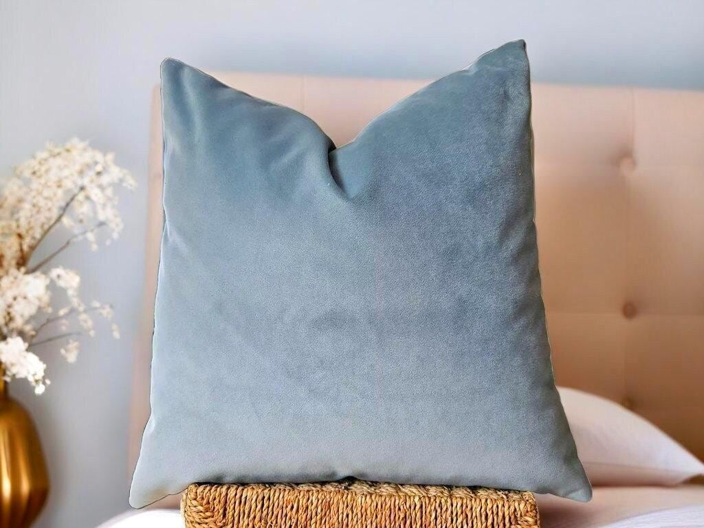 Blue Velvet Pillow Covers Steel Blue Pillows Buy Grandeur Solid