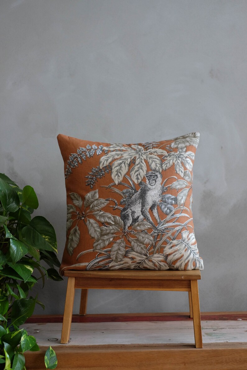 Terra Cotta Pillow 18x18 Jungle Throw Pillow Cover Rust Etsy Polska