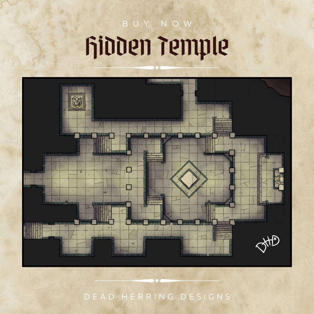 Dnd/rpg Encounter Maps Hidden Temple Etsy