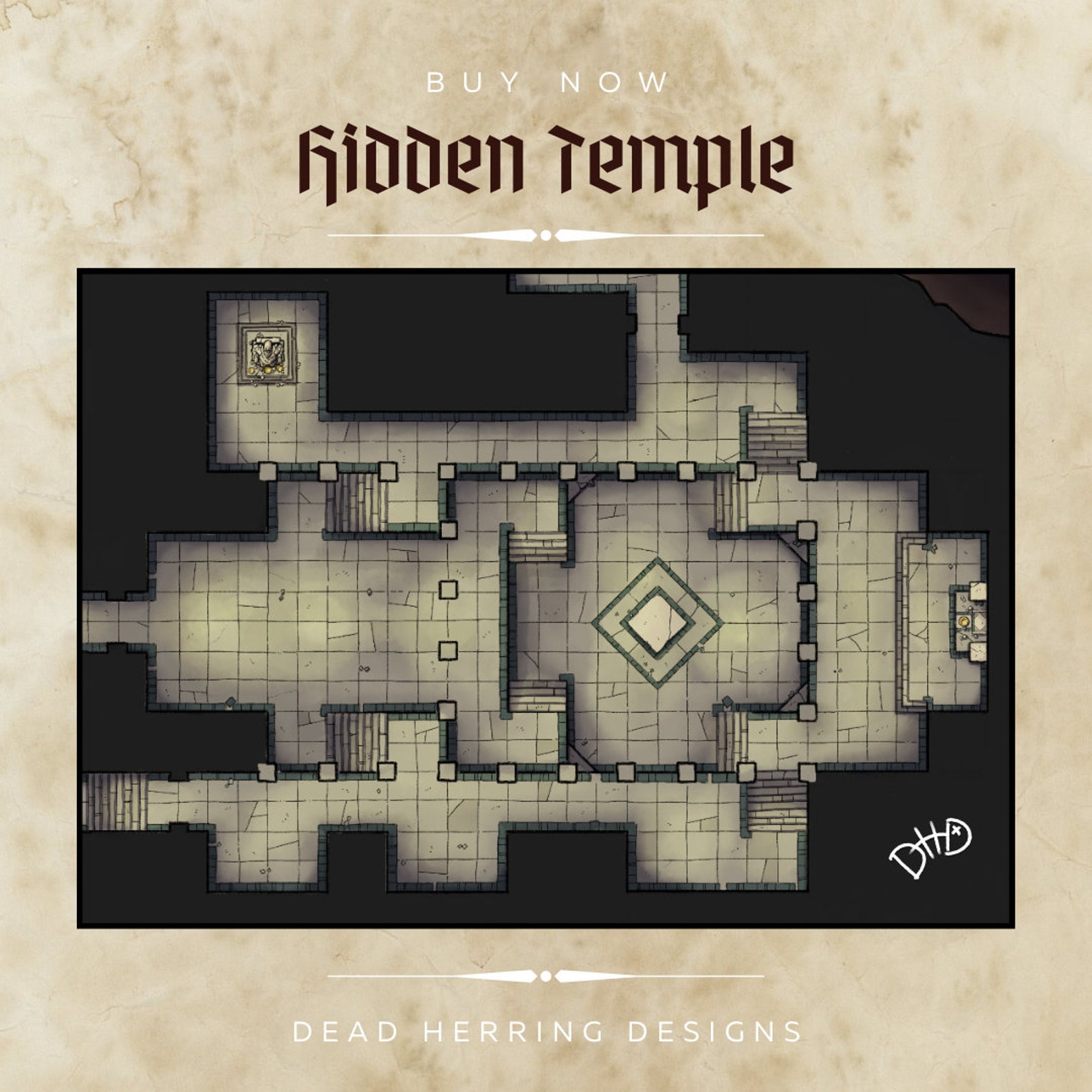 Dnd/rpg Encounter Maps Hidden Temple Etsy