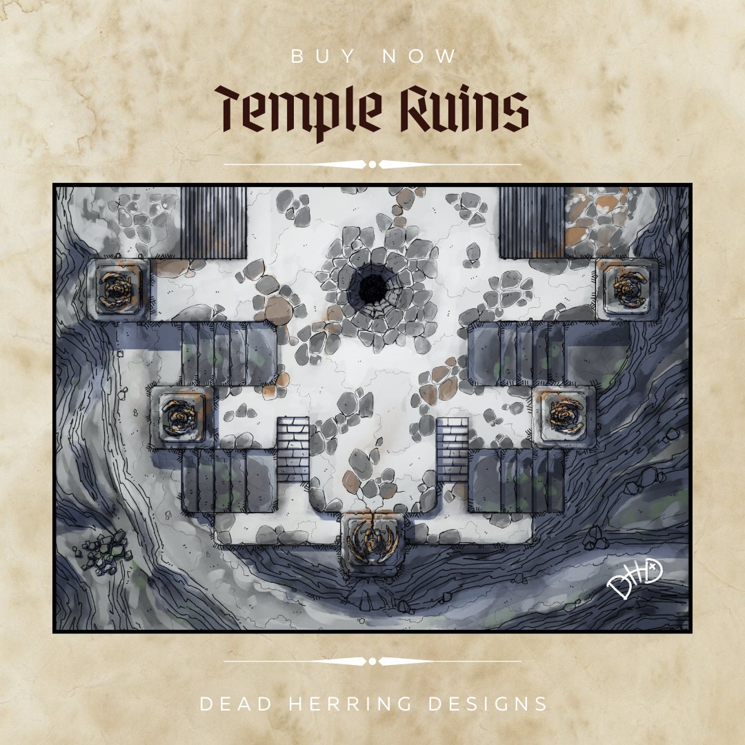 Dnd/rpg Encounter Maps Temple Ruins Dungeon Bundle Etsy