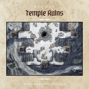 DnD/RPG Encounter Maps - Temple Ruins + Dungeon Bundel
