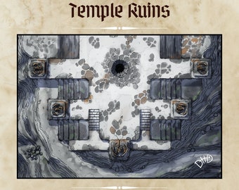 DnD/RPG Encounter Maps - Temple Ruins + Dungeon Bundle