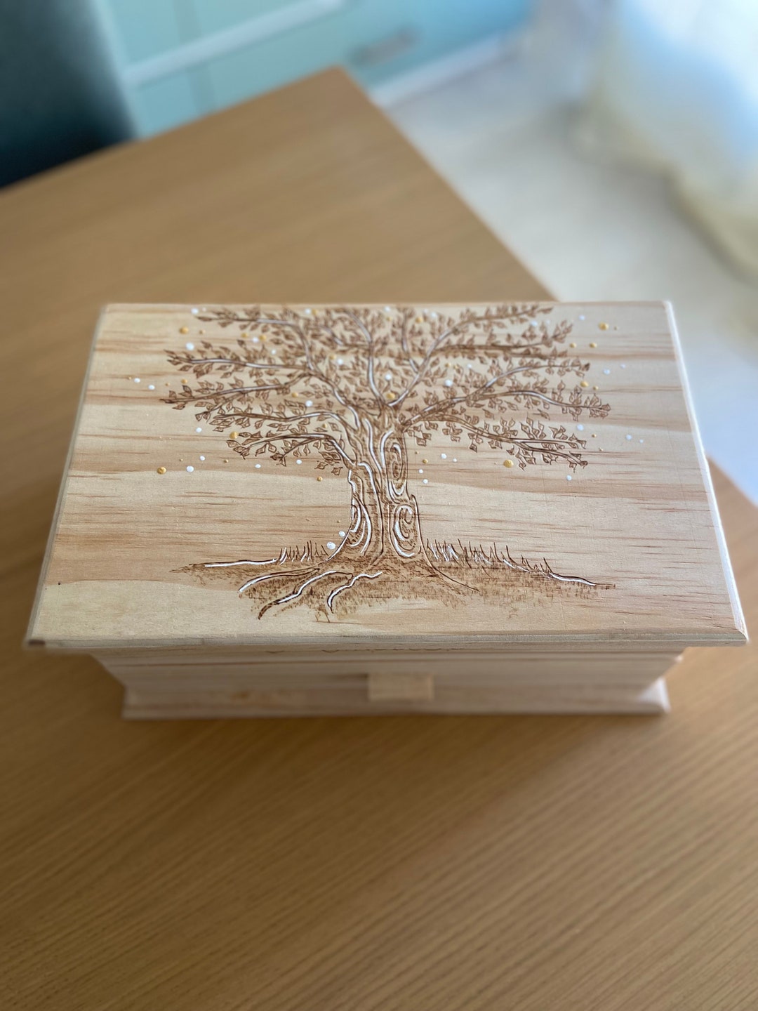 Belle Boîte à Bijoux Boîte à Bagues Cadeau Sculpté En Bois