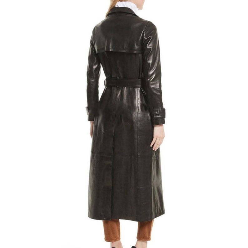 Real NEW HEAVY Black Leather Trench Coat Women's Genuine Etsy