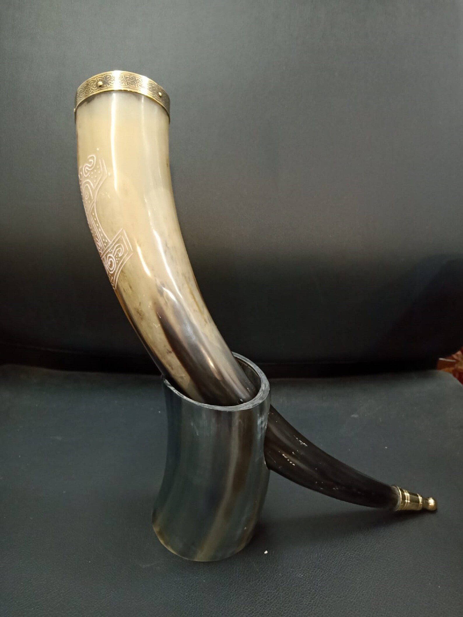 Handcrafted Viking Drinking Horn Goblet Natural Horn BEER MUG Etsy