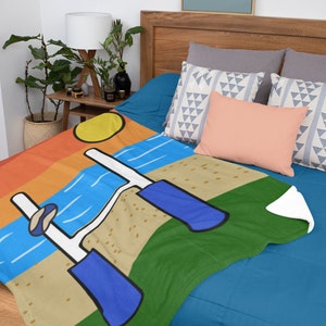 Cozy Silk Touch Blanket with Beach Rugby Scene
