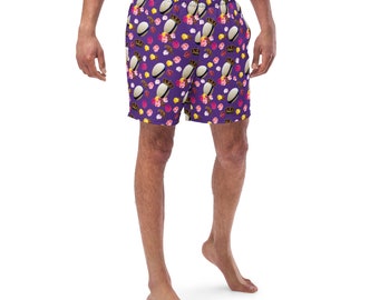 Rugby Crown Men's Swim Trunks: Floral Purple Recycled Fabric