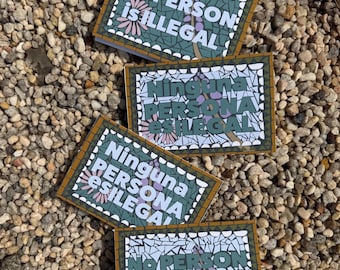 No Person Is Illegal Greeting Card Set: Pastel Mosaic Protest Art