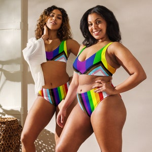 Progress Pride Flag Bikini Recycled high-waisted bikini