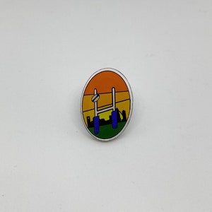 Sunset Rugby Scene Acrylic Pin