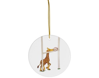 Rugby Giraffe Ceramic Ornaments