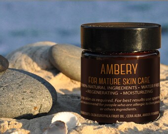 AMBERY natural face cream. Rejuvenating Face Moisturizer/Anti-Aging Organic Cream/Mature Skin Care/Cruelty-Free face balm/Facial Cream