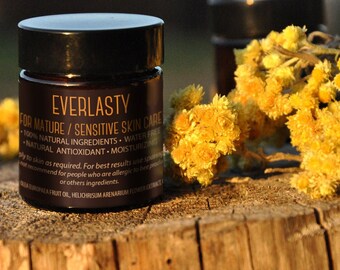 Crema orgánica EVERLASTY/Alivio del enrojecimiento y el dolor/Hidratante facial natural/Cuidado de la piel madura y sensible/Crema facial/Loción para la piel y las manos