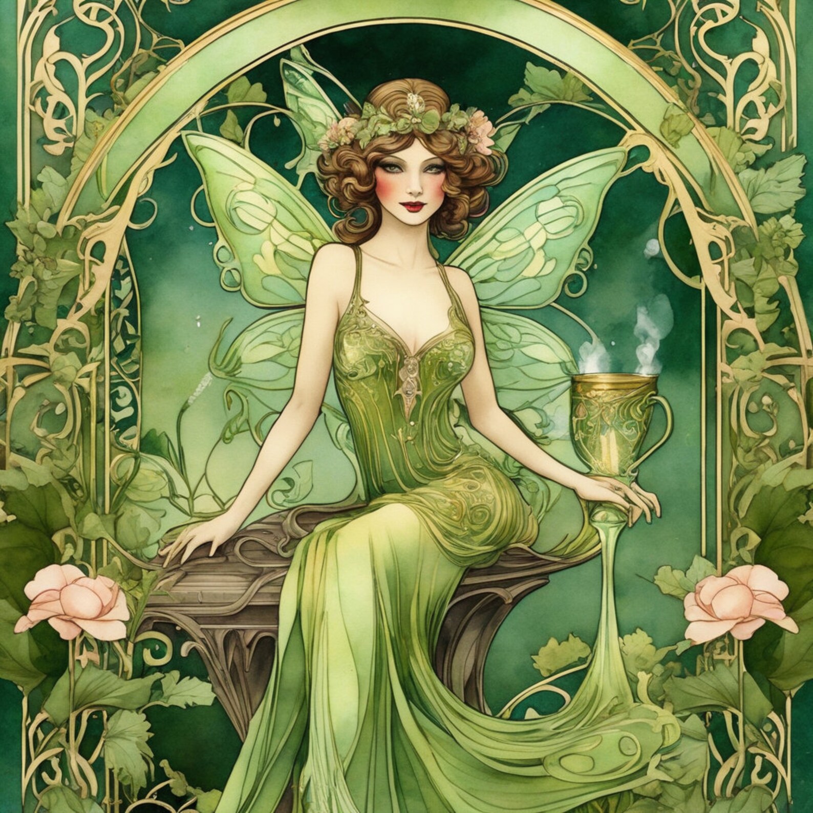 Vintage Style Art, Absinth Fairy, Art Deco Fairy, Art Nouveau Fairy ...