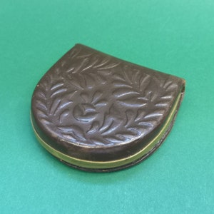 Monedero soviético vintage de cuero en relieve, billetera rara para mujeres pequeñas, vintage soviética de 1960., billetera antigua URSS