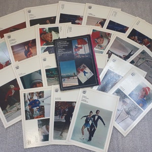 Cartes postales athlètes soviétiques Champions de l’URSS, l’Europe, le monde et les Jeux Olympiques.Set de 22 cartes postales vintage.Made en URSS, 1977