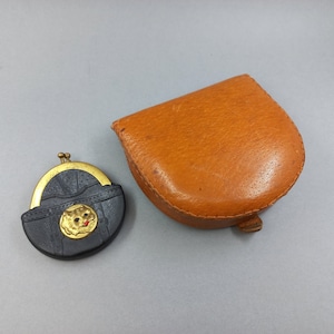 Monedero de moneda de cuero en relieve vintage soviético 2pcs., Billetera rara para mujeres pequeñas, Vintage soviética 1960., Billetera antigua URSS