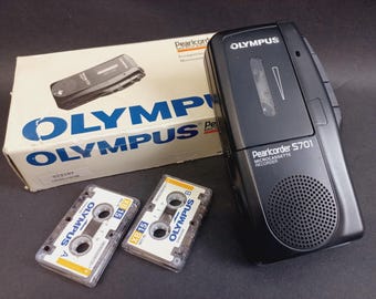 Vintage Voice Recorder Olympus Pearlcorder S701, Retro Microcassette Recorder