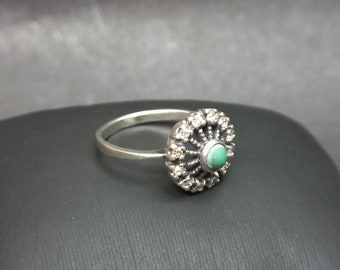 Soviet Vintage Sterling Silver Ring, Silver 925 USSR, Turquoise stone