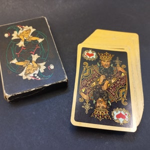 Sowjetische Vintage Spielkarten „Palekh Souvenir“ 56 Karten, UdSSR Sammelspielkarten 1970