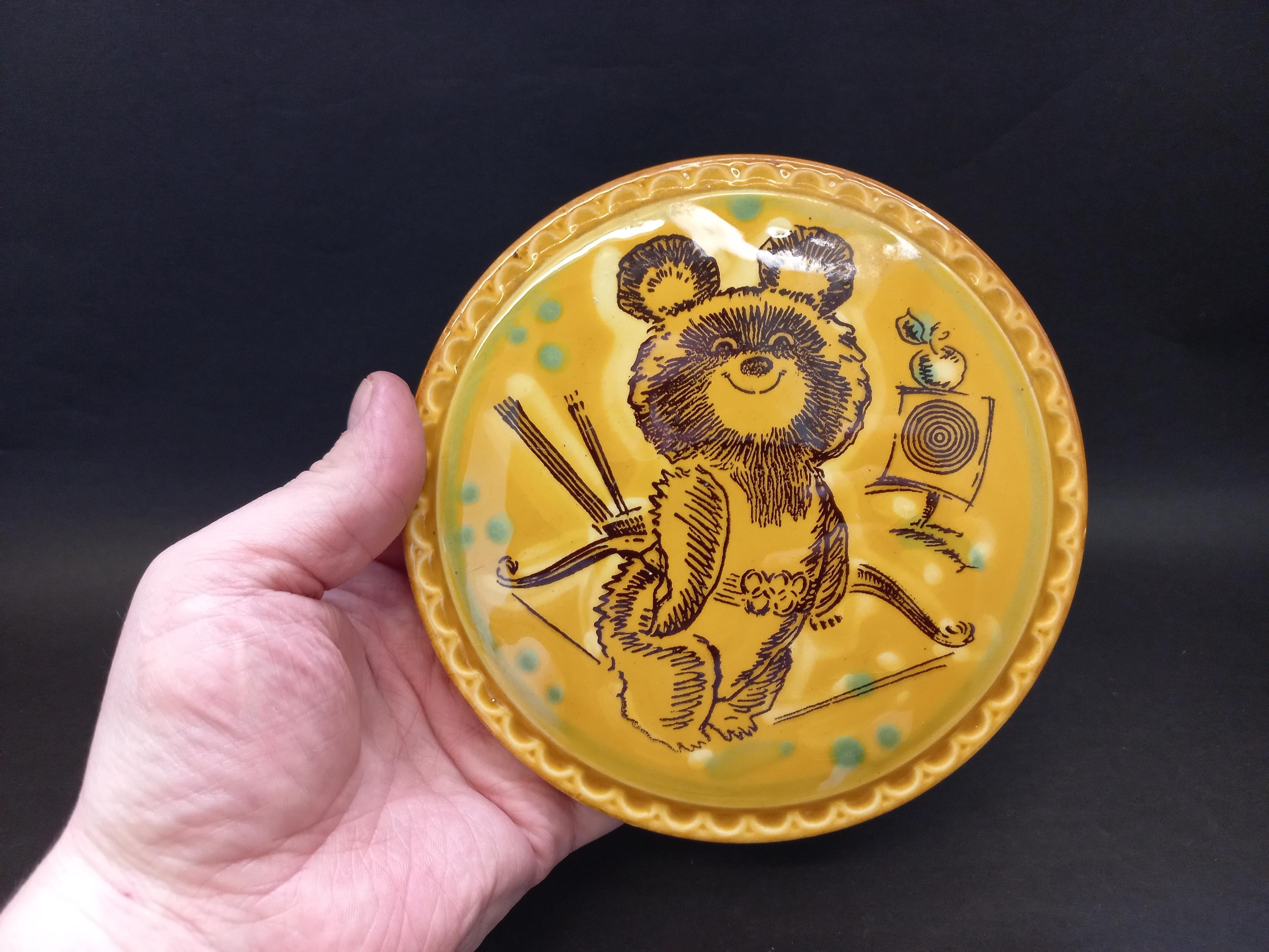 Plaque Vintage 1980 Jeux Olympiques De Moscou Avec Misha L'ours - Imprimé Bronze
