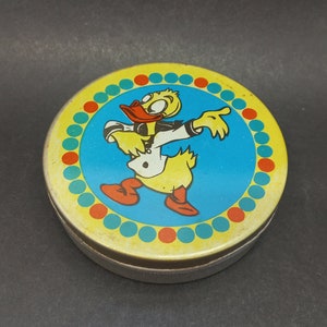 Boîte à bonbons en métal vintage soviétique Donald Duck, Boîte en étain URSS, Boîte à bonbons vintage à collectionner