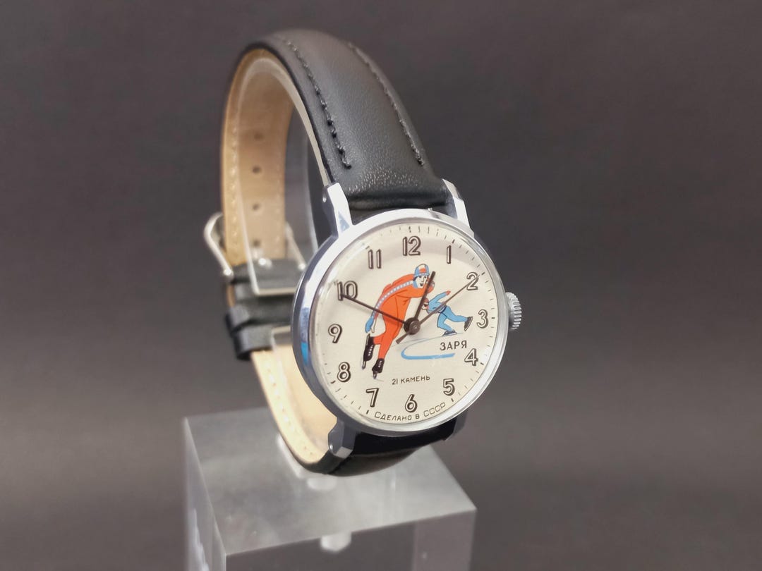 Soviet Vintage Watch Zaria Speed Skaters, Women Mechanical Watch