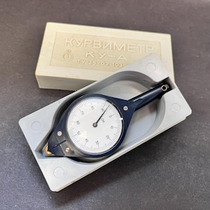 Sowjetischer Vintage Russischer Kilometerzähler, Opisometer, Kurvimeter 1970er Jahre, zum Messen gekrümmter Linien auf Karten, Kartengeschenke