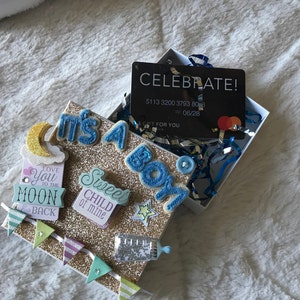 BABY-BOY Thema!" Gift Card Box"/"Keep-sake&Gifting Box"Handgemaakt-gepersonaliseerd voor jou! Verfraaid"Inside-Outside""GEEN"Deksel" links un-turned!