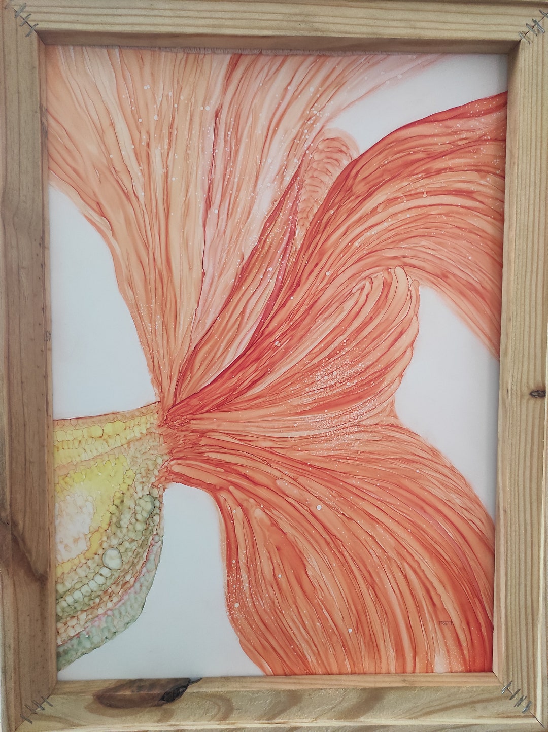 Original Alcohol Ink Art Acrylic Sheet Painting Orange Gold Etsy