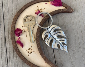 Monstera Key Ring, Leaf Keychain, Nature Key Ring, Plant Lover, Gardner Gift, Mothers Day, Housewarming Gift, Plant Mom, Plant Key Ring