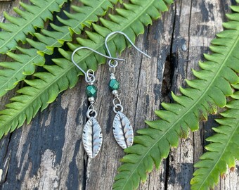 Tiny Leaf Earrings, Small Leaf Dangles, Nature Earrings, Dainty Dangles, Outdoor Lover Gift, Boho Earrings, Lightweight Dangles