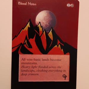MTG Chronicles Blood Moon Alter Magic the Gathering EDH Cubo comandante della vecchia scuola. Dipinto a mano su autentica carta MTG.