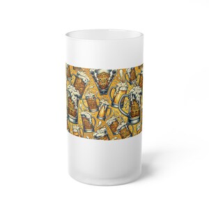 Glass Beer Mug Perfect Gift for Beer Lovers Glass Beer Stein with Funny Graphics Birthday Beer Mug for Him Fathers Day Gift